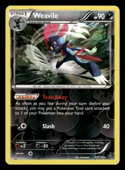 Weavile 61/114 Reverse Holo Rare XY Steam Siege Pokemon Card - Image 1
