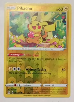 POKEMON CARD PIKACHU 052/196 REVERSE HOLO CARD GOOD CONDITION 2022 - Image 1