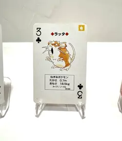 Raticate & Rattata 1996 - Pokemon Playing Cards Charizard Deck - 3 Of Clubs - Image 3