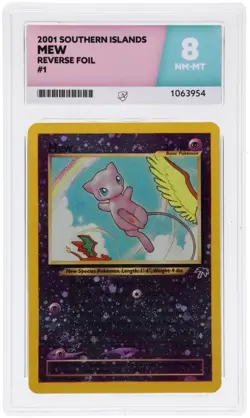 MEW 1/18 HOLO 🌈 2001 SOUTHERN ISLANDS POKEMON CARD - ACE 8 NM / MINT 🌀SWIRL🌀 - Image 5