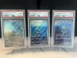 2023 Pokemon 151 Squirtle Wartortle Blastoise Illustration Rare Lot PSA 8 NM-MT - Image 1