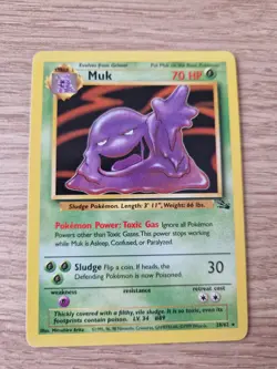 Pokemon TCG Muk Unlimited Edition Fossil Set Non-holo Rare - 28/62 - LP - Image 1