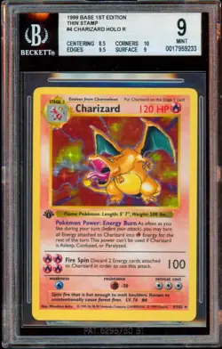 1999 Pokemon BGS 9 1st Edition Charizard 4/102 Base Set Shadowless - Image 1