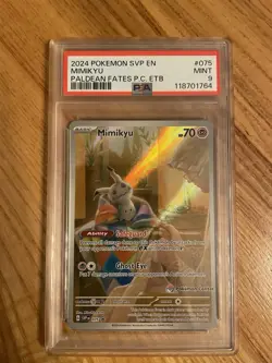 PSA 9 Mimikyu Paldean Fates Pokemon Center Stamp Exclusive ETB SVP 075 - Image 1