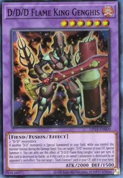 Yu-Gi-Oh! D/D/D Flame King Genghis Unlimited OP19-EN009 Super Rare NM/LP x1 - Image 1