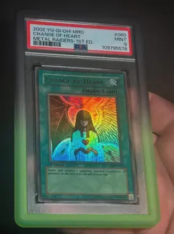 Yu-Gi-Oh Change of Heart 1st Edition Metal Raiders MRD-060 PSA 9 CLEAN - Image 1