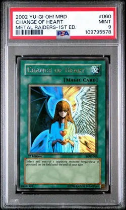 Yu-Gi-Oh Change of Heart 1st Edition Metal Raiders MRD-060 PSA 9 CLEAN - Image 2
