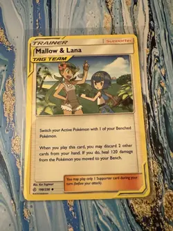 Cosmic Eclipse Mallow & Lana Tag Team 198/236 Pokemon Trainer Card - Image 1