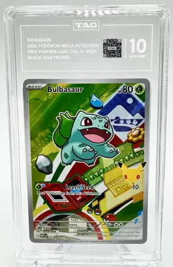 2026 POKEMON PROMO FIRST PARTNER ILLUSTRATION COLLECTION #037 BULBASAUR TAG 10 - Image 1