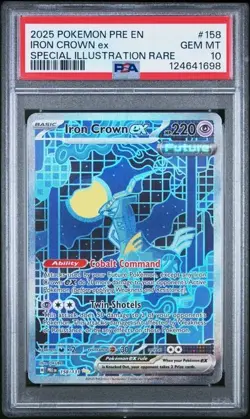 Pokemon PSA 10 Prismatic Evolutions Iron Crown ex SIR #158 - Image 1