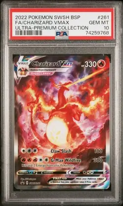 PSA 10 - 2022 POKEMON SWSH BLACK STAR PROMO #261 FULL ART/CHARIZARD VMAX - Image 1
