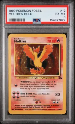 1999 POKEMON FOSSIL #12 MOLTRES-HOLO PSA 6 FRESH SLAB!!!! - Image 1