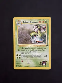 Pokemon TCG Erika's Venusaur Holo Rare Gym Challenge HP/Damaged Condition - Image 1