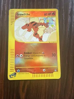 Aquapolis Growlithe Reverse Holo Vintage Pokemon Card Lot Fire Type 1998-2006 - Image 2