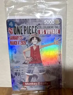 Bandai Monkey D. Luffy US Voyage Promo Limited Edition Holo 5000 Power Card 2026 - Image 1