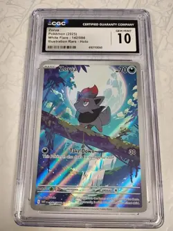 Pokemon TCG Zorua 142/086 White Flare Holo Illustration Rare Card cgc 10 - Image 1