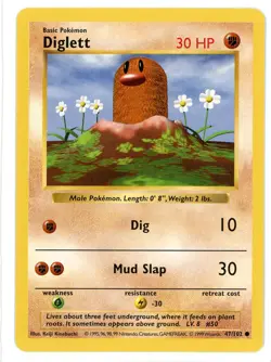 Diglett 47/102 Base Set Shadowless Pokemon Card - Image 1