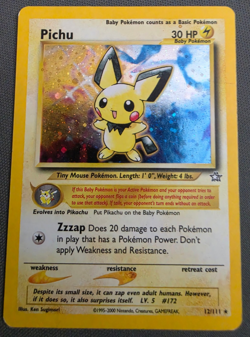 Pokemon Pichu 12/111 Neo Genesis Holo Rare WOTC2000 Unlimited Baby Pokemon LP/NM - Image 1