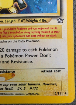 Pokemon Pichu 12/111 Neo Genesis Holo Rare WOTC2000 Unlimited Baby Pokemon LP/NM - Image 3