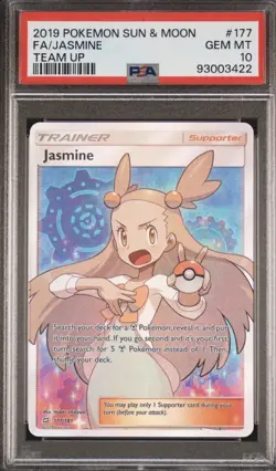 Jasmine 177/181 2019 Pokemon Team Up Full Art Trainer PSA 10 Sun & Moon - Image 1