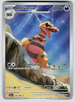 Pokemon SV: Black Bolt Krokorok 136/086 Holo Illustration Rare NM - Image 1