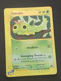 Pokemon TCG Caterpie Reverse Holo Expedition Base Set 96/165 Basic HP40 - Image 1