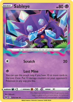 Sableye 070/196 Holo Rare Lost Origin Pokemon Reverse Holo NM/M - Image 4