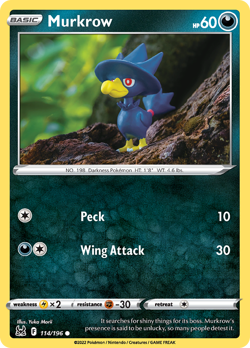 Murkrow 114/196 Common Lost Origin Pokemon Reverse Holo NM/M - Image 4