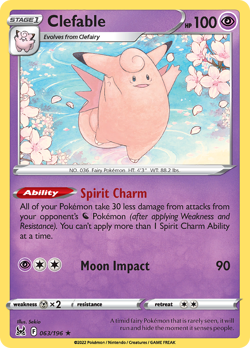 Clefable 063/196 Rare Lost Origin Pokemon Reverse Holo NM/M - Image 4