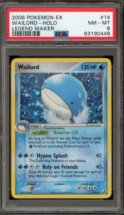 Pokemon Wailord EX Legend Maker Holo Rare 314 PSA 8 - Image 1
