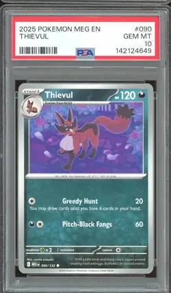 Pokemon TCG Mega Evolution Base Set #090 Thievul PSA 10 - Image 1