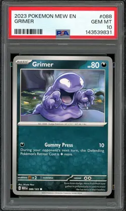 Pokemon TCG Scarlet & Violet 151 English #088 Grimer PSA 10 Low Pop - Image 1