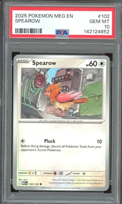 Pokemon TCG Mega Evolution Base Set #102 Spearow PSA 10 - Image 1