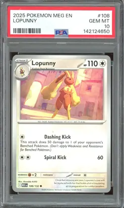 Pokemon TCG Mega Evolution Base Set #108 Lopunny PSA 10 - Image 1