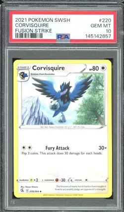 Pokemon TCG Sword & Shield Fusion Strike #220 Corvisquire PSA 10 - Image 1