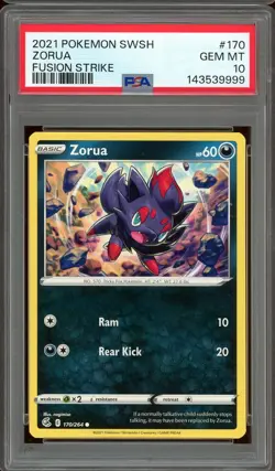 Pokemon Sword & Shield Fusion Strike #170 Zorua PSA 10 Gem Mint - Image 1