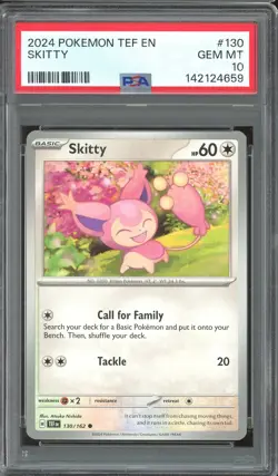 Pokemon TCG Scarlet & Violet Temporal Forces #130 Skitty PSA 10 - Image 1