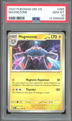 Pokemon TCG Scarlet & Violet Obsidian Flames #065 Magnezone PSA 10 Low Pop - Image 1