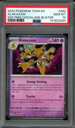 Pokemon TCG SV Twilight Masquerade #082 Alakazam Blister Cosmos PSA 10 Low Pop - Image 1