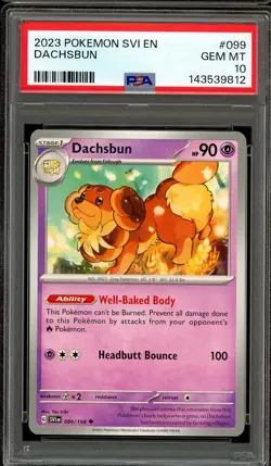 Pokemon Scarlet Violet Base Set #099 Dachsbun Non-Holo PSA 10 Low Pop - Image 1