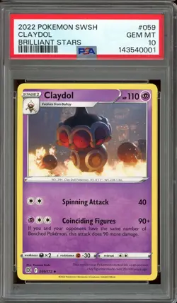 Pokemon Sword & Shield Brilliant Stars #059 Claydol PSA 10 Gem Mint Kazuma Koda - Image 1