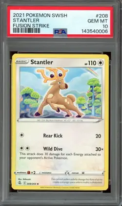 Pokemon Sword & Shield Fusion Strike #208 Stantler PSA 10 Gem Mint Shibuzoh. - Image 1