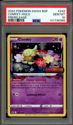 Pokemon TCG SWSH Lost Origin #SWSH242 Comfey Prerelease Stamped PSA 10 Low Pop - Image 1