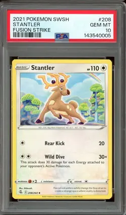 Pokemon Sword & Shield Fusion Strike #208 Stantler PSA 10 Gem Mint Shibuzoh. - Image 1