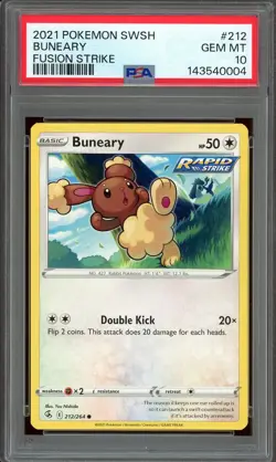 Pokemon Sword & Shield Fusion Strike #212 Buneary PSA 10 Gem Mint - Image 1