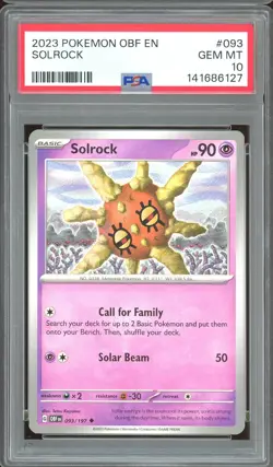 Pokemon TCG Scarlet & Violet Obsidian Flames #093 Solrock PSA 10 - Image 1