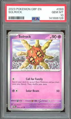 Pokemon TCG Scarlet & Violet Obsidian Flames #093 Solrock PSA 10 - Image 1