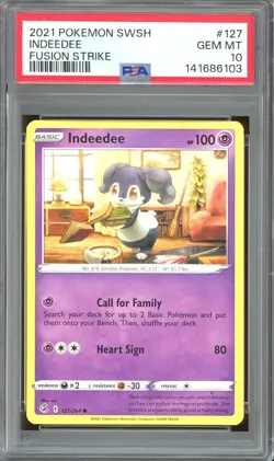 Pokemon TCG SWSH Fusion Strike #127 Indeedee PSA 10 Low Pop - Image 1
