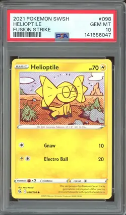 Pokemon TCG SWSH Fusion Strike #098 Helioptile PSA 10 Low Pop - Image 1