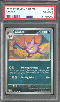 Pokemon TCG Scarlet & Violet Paradox Rift #112 Crobat PSA 10 - Image 1